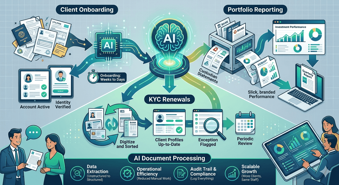 From Weeks to Hours: Automating Onboarding, KYC, and Portfolio Reporting in Wealth Management