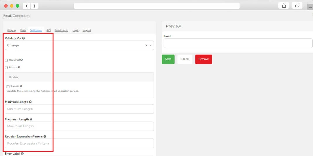 Data Validation and Conditional Fields